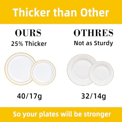 175 PCS White and Gold Plastic Dinnerware Set for 25 Guests