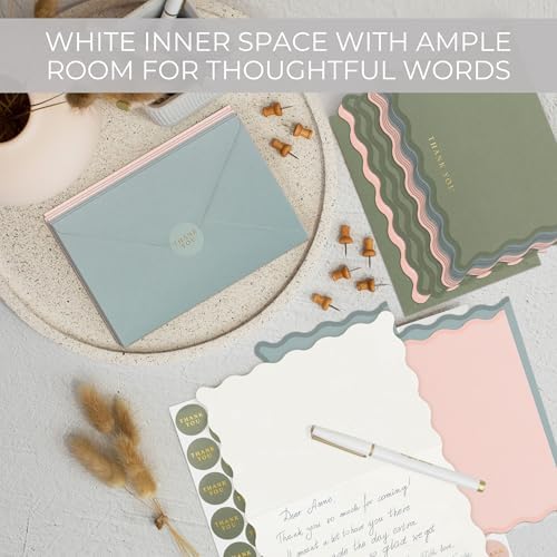 ZICOTO Beautiful Thank You Cards Set of 30 With Envelopes and Stickers