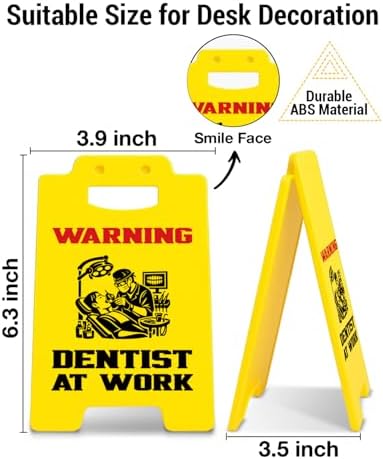 Funny Dentist Gifts Dental Office Decor Warning Dentist at Work Desk Sign