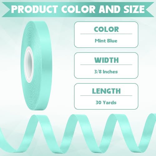 3/8In 30Yards Mint Blue Thin Ribbon for Gift Wrapping Wedding Baby Shower