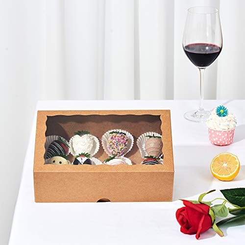 50PCS Brown Chocolate Covered Strawberries Boxes 10x7x2.5