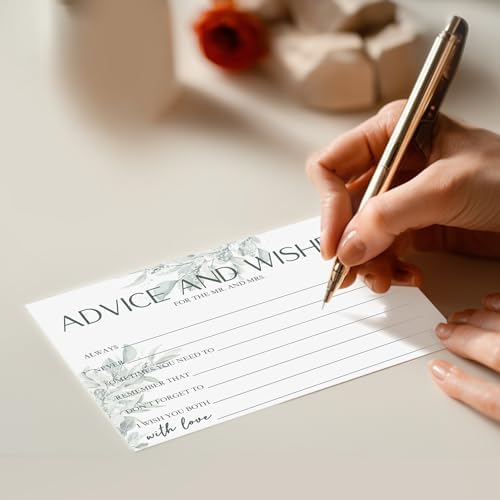 Advice & Wishes Cards Set - 60 Blank Cards with Keepsake Wooden Box, Sage Green Daesign - Perfect for Weddings, Anniversaries