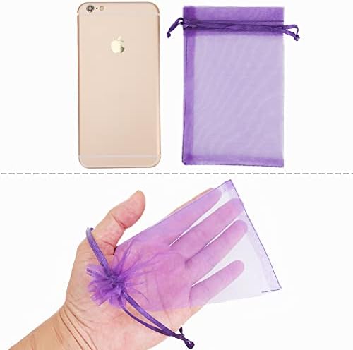 HRX Package 100pcs Organza Bags, 4 x 6 inches Christmas Wedding Favors Gift Drawstring Bags Jewelry Pouches Candy Pouches(Purple)