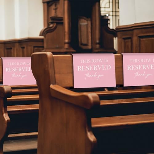 Reserved Seating Chair Signs, This Row Is Reserved Pew Cloths Seating Placeholder for Church Pews, Pink Wedding Decorations for Reception Parties Celebrations Event Meetings (Pink, 4 PCS)