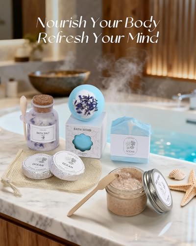 Ocean Spa Gifts for Women - 11pc Self-care Spa Gift Basket