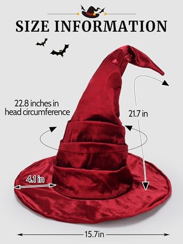 Ultrafun Women's Large Ruched Witch Hat Halloween Black Witch Wizard Hat Costume Accessory Adult