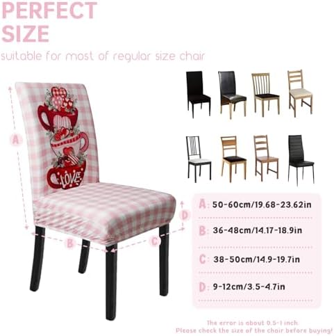Valentine Chair Covers Set of 4 Candy Love Heart Dining Room Slipcovers Stretch Parsons Chair Seat Protectors Valentine Decor-4PCS