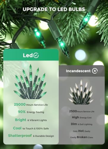LED Christmas Lights Indoor Outdoor, 33FT 100 Count Mini String Lights