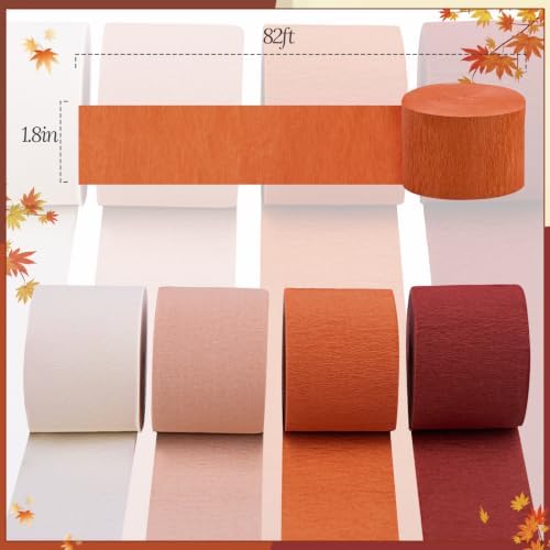 8 Rolls Fall Party Decorations, Crepe Paper Streamers for Thanksgiving