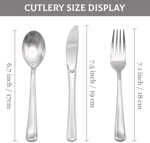 Glowserve 306 Pack Silver Disposable Plastic Silverware Set Cutlery Set