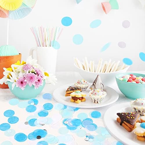 VCOSTORE Blue White Round Tissue Confetti for Baby Shower Wedding Decor