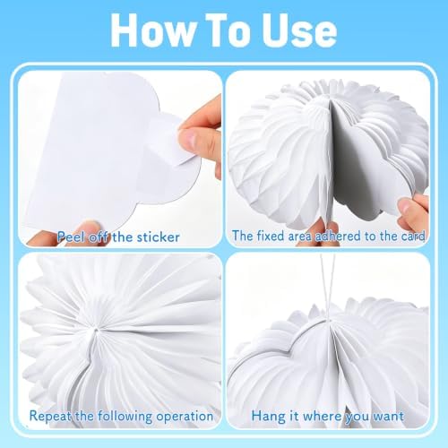 3D Cloud Honeycomb Ball Decorations, 12 Pcs