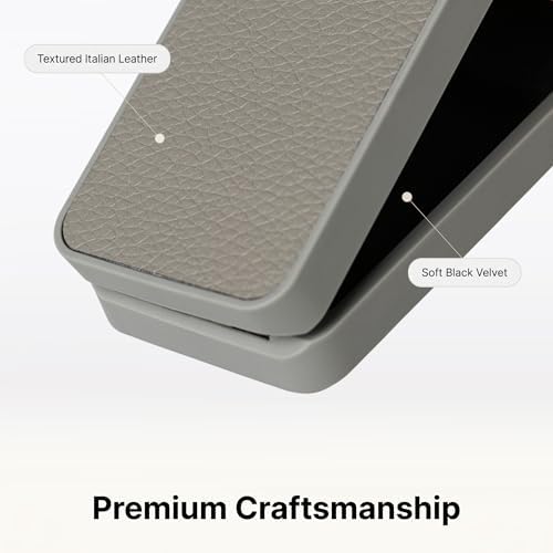 sunking Gray Italian Leather Rotating Engagement Ring Box For Proposal Wedding Day Anniversary Ring Box With Led Light Fits Ring Sizes 3-12