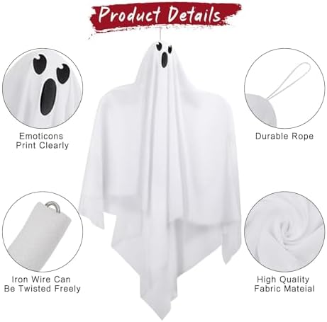 Hanging Ghosts Outdoor Decorations, 4 Pack 28 Inch Cute Flying Ghosts Decor