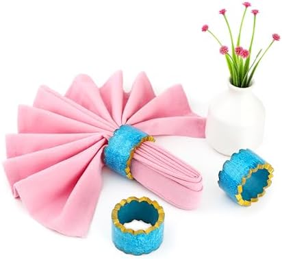 Alpha Living Home Epoxy Resin Napkin Rings, Blue Gold, 12-Pack