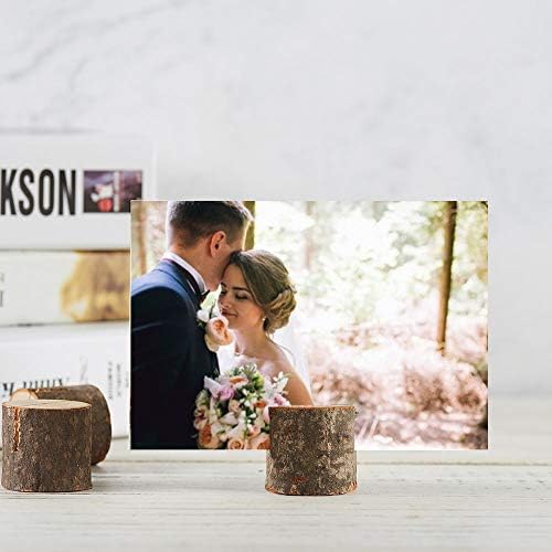 Toncoo Wood Place Card Holders, 30Pcs Premium Rustic Table Number Holders and 30Pcs Kraft Table Place Cards, Wood Photo Holders, Ideal for Wedding Party Table Name and More (30 Pcs Place Card Holders)