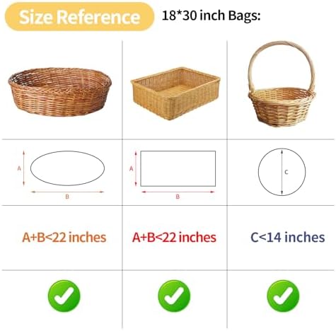 COQOFA 10 Pieces Large Cello/Cellophane Bags 18x30 Inches Clear Basket Gift Bags Gold Star Printed OPP Plastic Cellophane Wrap for Baskets Gift Packaging with Gold Pull Bows
