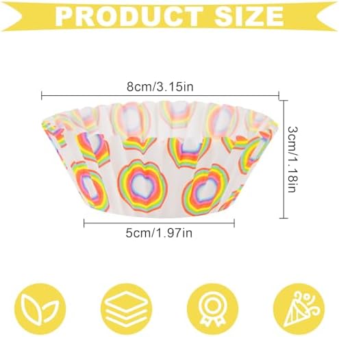600 Pack Rainbow Cupcake Liners Cupcake Baking Cups Standard Size Rainbow Muffin Liners for Wedding Birthday Pride Party Candy Cake Decorations Supplies(12 Styles)