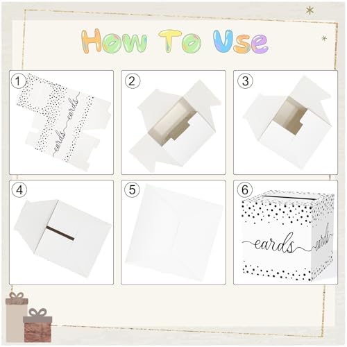 QISOLIY White Card Box for Party With Black Dots, 8.7" Gift Card Holder and Money Box for Wedding, Baby Shower, Birthday, Graduation, Retirement, Anniversary Decorations