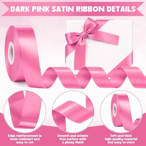 30Yards 1In Hot Pink Satin Ribbon for Flower Bouquet Baby Shower Valentine
