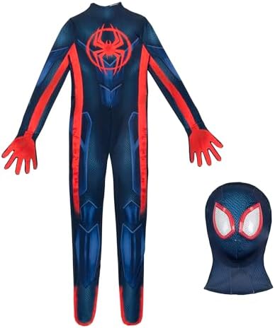 Marvel Miles Morales: Spider-Man Official Youth Deluxe Zentai Costume - Stretch Spandex with Hidden Zippers and Wrist Slits