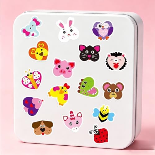 500PCS Stickers 16 Styles Animals Sticker Rolls Adorable Cartoon Stickers 1in Self-Adhesive Waterproof Vinyl Sticker Decor for Birthday Party Envelopes Scrapbook Decorations