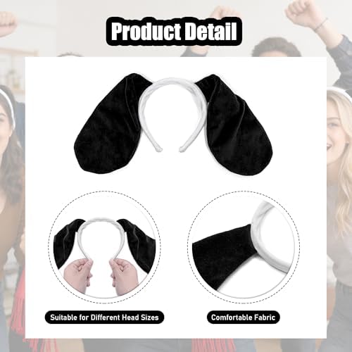 MORTICIA 3pcs Halloween Cosplay Dog Costume Accessories Set with Aviator Goggles, Black Ears Headband, Red Scarf, Cosplay Animal Theme Party and Festival Activities Dress Up Kit for Adults Women