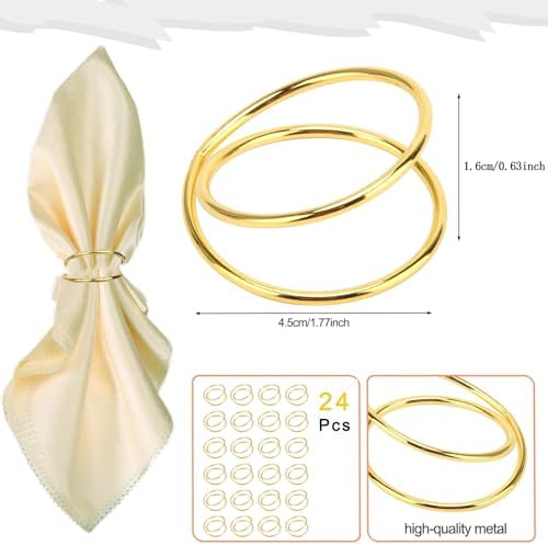 Gold Napkin Rings-24 PCS Metal Spiral Napkin Rings(Spiral)