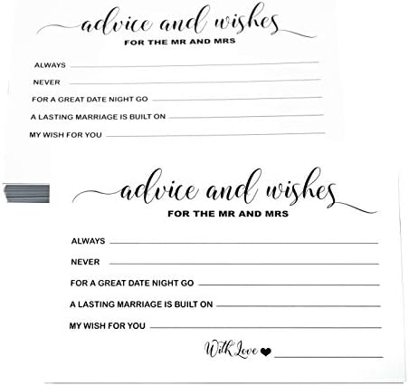 RXBC2011 Wedding advice and well wishes Cards for the Mr and Mrs Bride and Groom Newlyweds Bridal Shower Games Note Marriage Advice Pack of 50