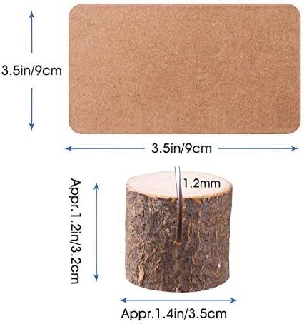 Toncoo Wood Place Card Holders, 30Pcs Premium Rustic Table Number Holders and 30Pcs Kraft Table Place Cards, Wood Photo Holders, Ideal for Wedding Party Table Name and More (30 Pcs Place Card Holders)