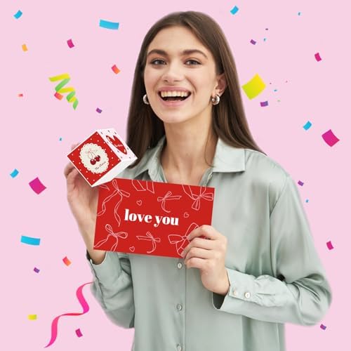 FETTIPOP 2-in-1 Surprise Boom Envelope Romantic Card with Confetti Exploding (Love You) – Valentine Funny Gift, Mom, Dad, Wife, Him, Her, Girlfriend, Boyfriend