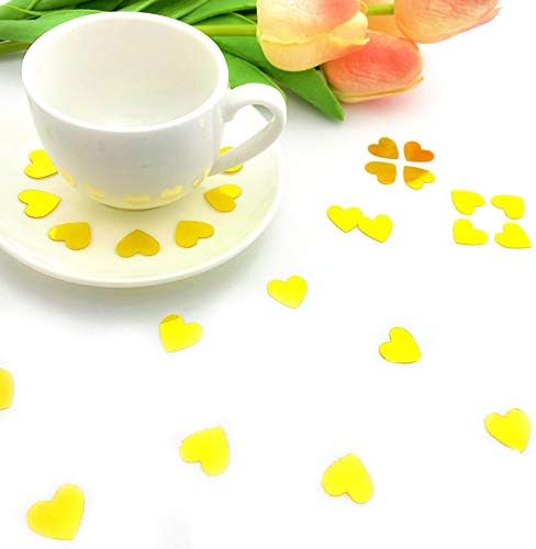 Heart Confetti Valentine's Day Table Confetti Metallic Foil for Party Wedding Happy Birthday Baby Showe Bridal Shower Festival Theme Party Decorations Supplies(Gold)