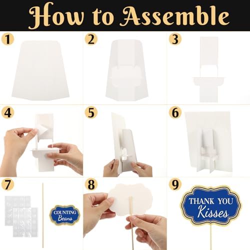 Spakon 24 Pcs Grad Candy Buffet Labels with Stand, Table Signs, Blue Gold