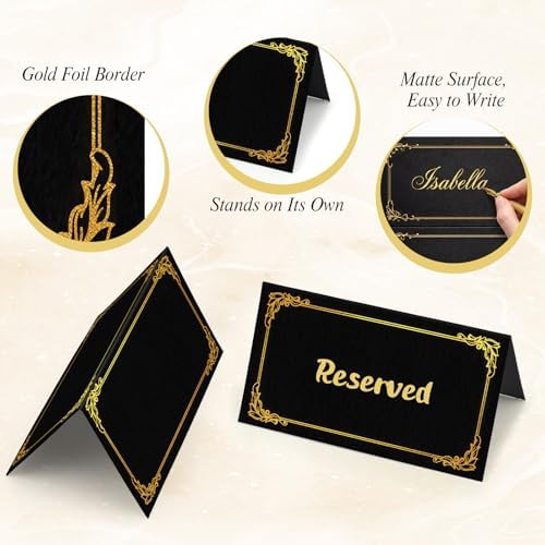 150 Pack Black Place Cards 3.5 x 2 Inch Food Labels for Party Buffet