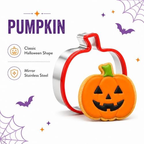 5 Pcs Halloween Cookie Cutters with Protective Silicone Edge