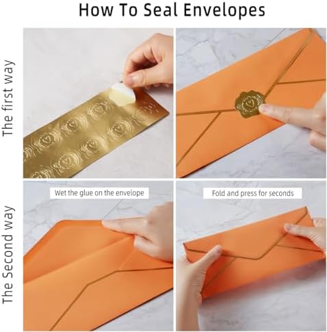30 Pack 0 Business Envelopes with Stickers, Thick Paper, Dark Orange