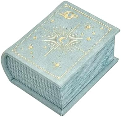 Book Shaped Ring Box - Vintage Engagement Ring Box with Hinged Lid for Proposal Engagement Wedding, Proposal Ring Case -PRB017-Blue