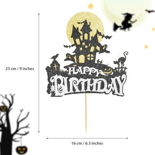 1 Pack Halloween Cake Toppers, Happy Birthday