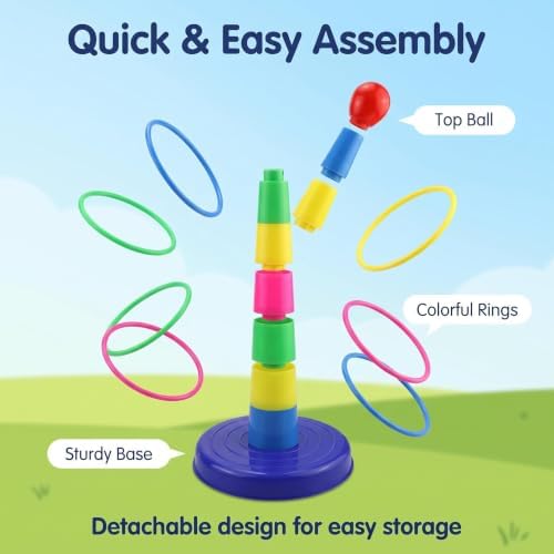 Toss Game Set Soft Plastic Ring Toss for Kids Birthday Indoor Outdoor