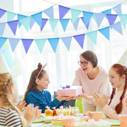 G2PLUS Pennant Banner Triangle Flag Bunting Garland Blue Banner Flags 36PCS