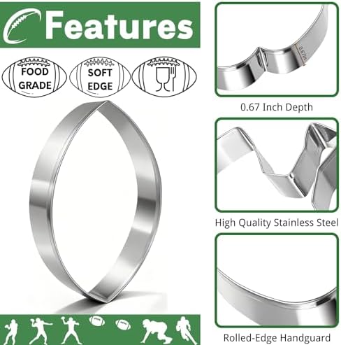 Football Cookie Cutter, Stainless Steel Oval Shape cookie Cutters