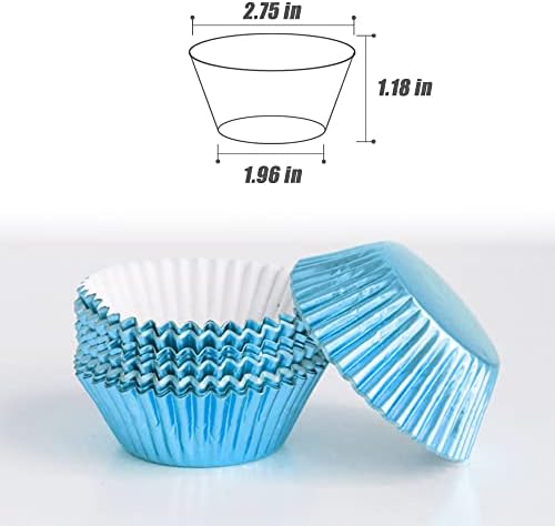 Light Blue Foil Cupcake Liners,GOLF 100Pack Metallic Baking Cups Standard Size