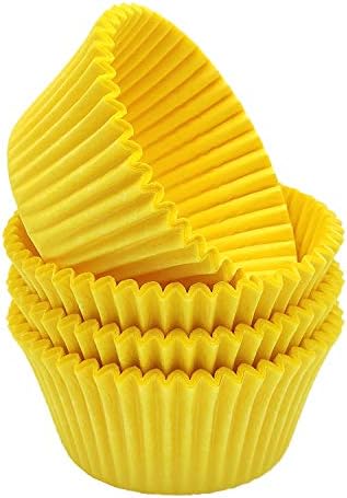 Premium Yellow Greaseproof Cupcake Liners Muffin Paper Baking Cups Standard Size, 100-Count