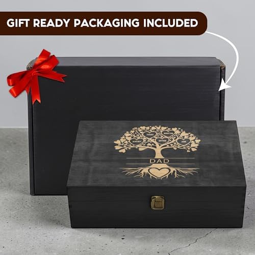 Gifts for Grandpa or Dad, Personalized Family Tree Memory Box, Father's Day