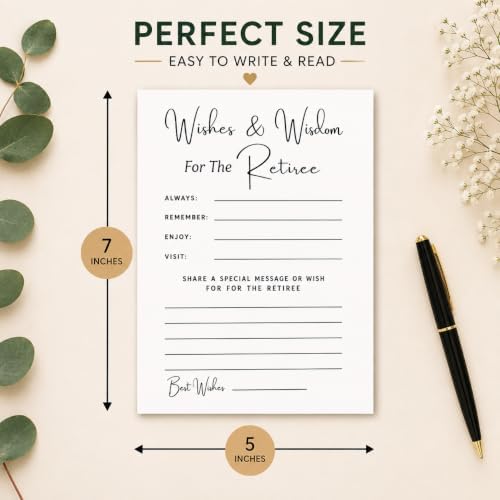 Retirement Advice Cards, Wishes & Wisdom for the Retiree, 25 Cards, Retirement Party Guest Activity, Retirement Wishes Keepsake, Guest Book Alternative