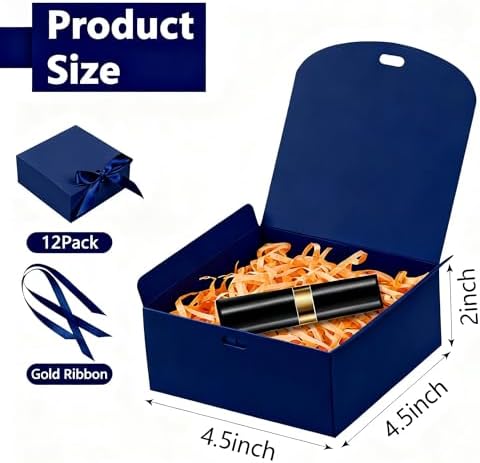 WLUSEAXI 12 Pack Small Gift Boxes with Lids for Presents, Blue Gift Boxes