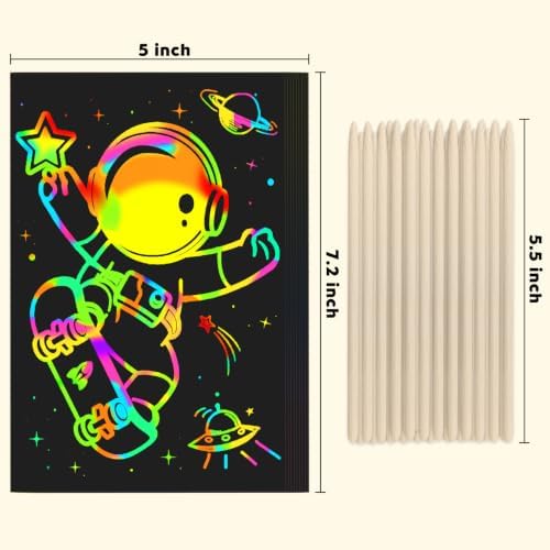ZMLM 100Pcs Rainbow Scratch Drawing Art Paper Craft Set for Kids Boys Girls
