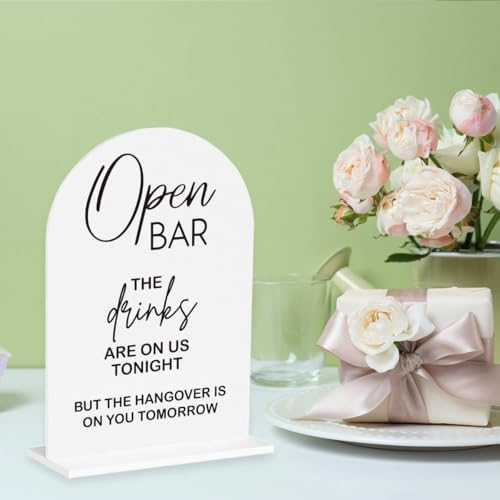 Wedding Bar Sign Open Bar Sign for Wedding Engagement Bridal Shower Ceremony Reception Event Party Table Acrylic Decor 5"x7"