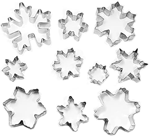 Comais Christmas Snowflake Shaped Cookie Cutters Set Stainless Steel 10Pcs