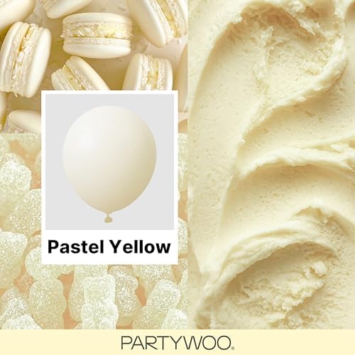 PartyWoo Pastel Yellow Balloons 140pcs Light Pale Yellow Different Sizes